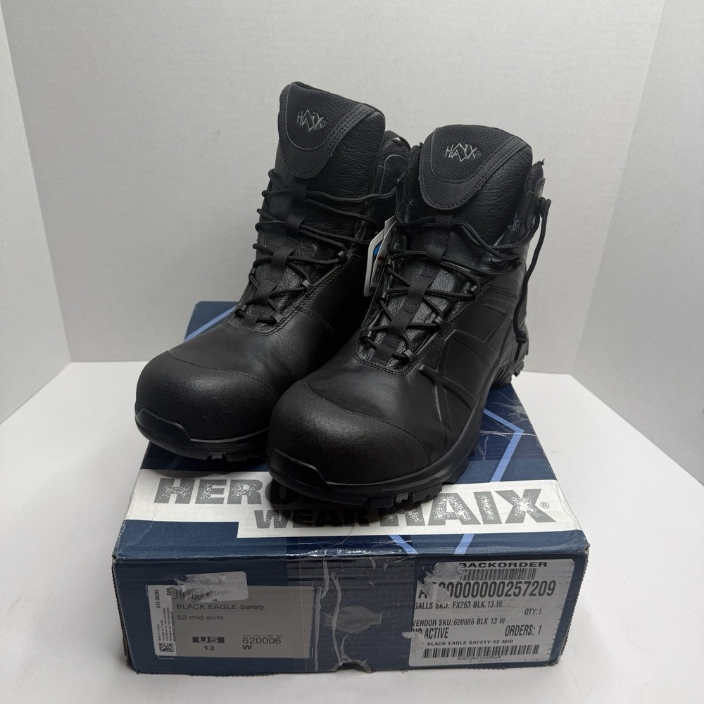 HAIX Black Eagle Safety 52 Mid Men 13 Wide Composite Toe Waterproof Work Boots